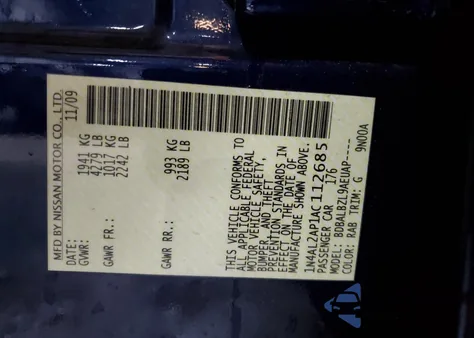 2010 Nissan Altima 2.5 S from USA, damaged, VIN 1N4AL2AP1AC112685